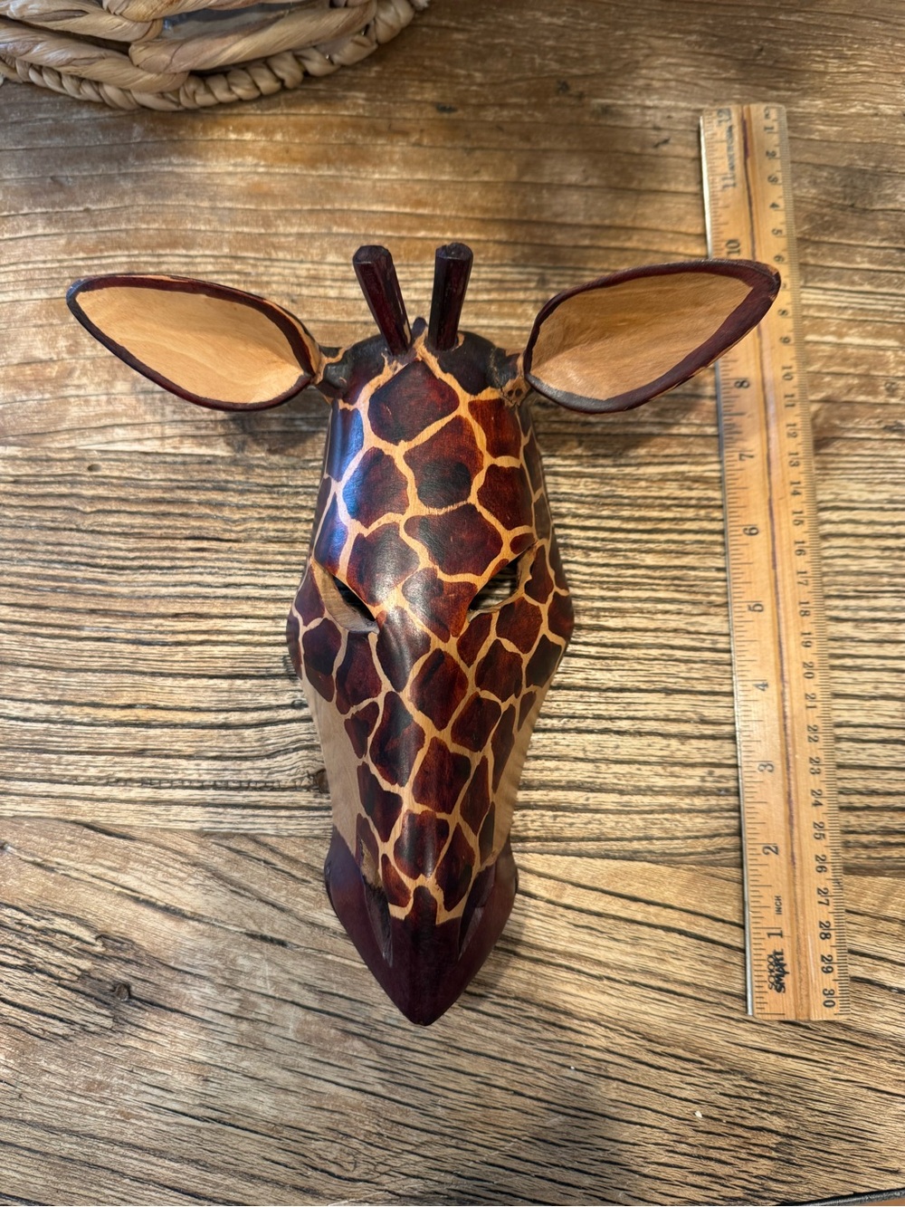 Vintage Brown & Tan Giraffe Wall Sculpture